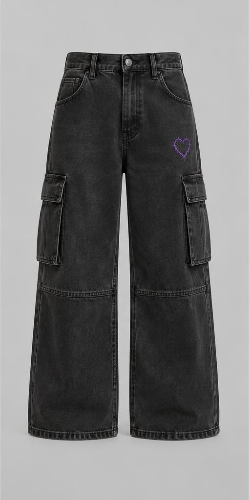 Heartbreak Cargo Pants in Washed black